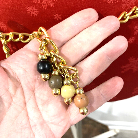 Gold Chain Belt Natural Stone Beads Beaded Adjustable Boho Hippie Chic Festival - Picture 5 of 8